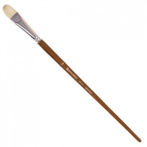 Кисть художественная профессиональная BRAUBERG ART CLASSIC, щетина, овальная, № 18, длинная ручка, 200735
