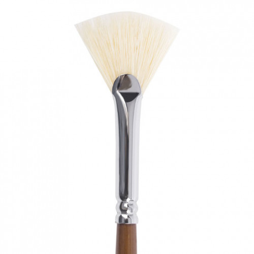 Кисть художественная профессиональная BRAUBERG ART CLASSIC, щетина, веерная, № 4, длинная ручка, 200743