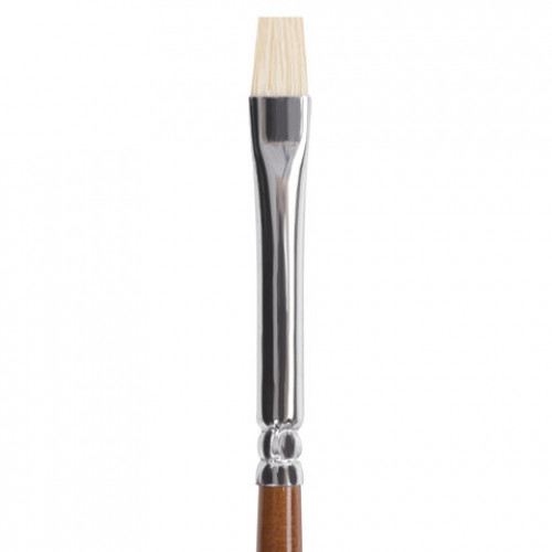 Кисть художественная профессиональная BRAUBERG ART CLASSIC, щетина, плоская, № 4, длинная ручка, 200714
