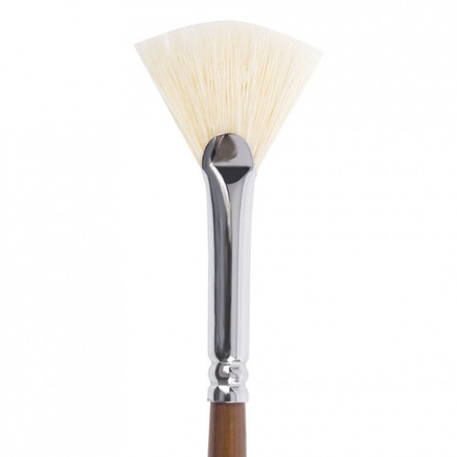 Кисть художественная профессиональная BRAUBERG ART CLASSIC, щетина, веерная, № 6, длинная ручка, 200744