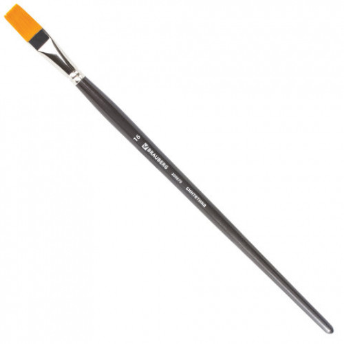 Кисть художественная проф. BRAUBERG ART CLASSIC, синтетика жесткая, плоская, № 16, длинная ручка, 200670