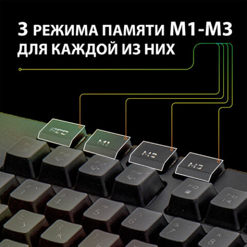 Клавиатура проводная игровая SONNEN KB-7700, USB, 104 клавиши + 10 программируемых клавиш, RGB, черная, 513512