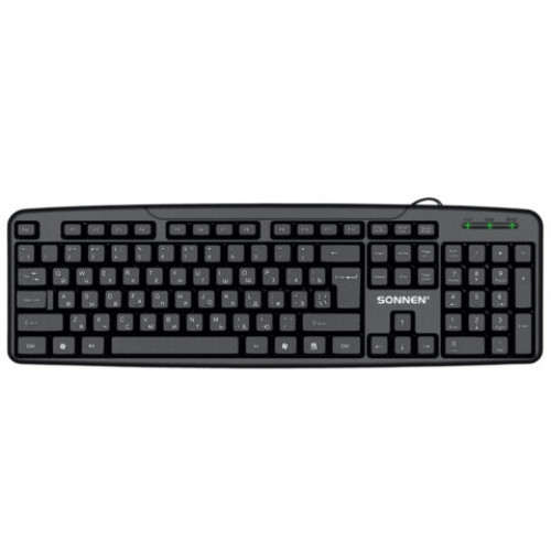 Клавиатура проводная, USB, 104 клавиши, SONNEN KB-8136, черная, 513946