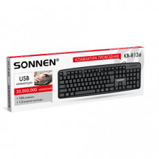 Клавиатура проводная, USB, 104 клавиши, SONNEN KB-8136, черная, 513946
