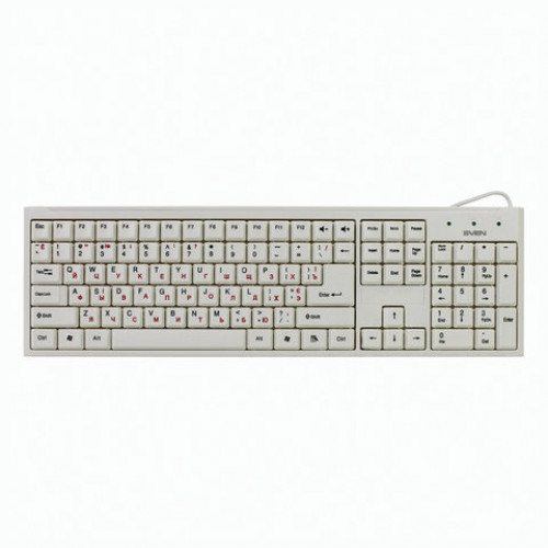 Клавиатура проводная SVEN Standard 303, USB, 104 клавиши, белая, SV-03100303UW