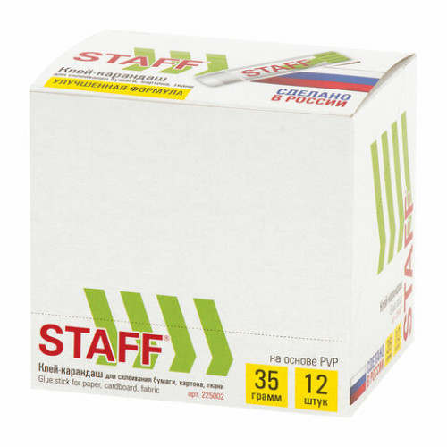 Клей-карандаш STAFF Profit, 35 г, PVP-основа, новая формула, РОССИЯ, 225002