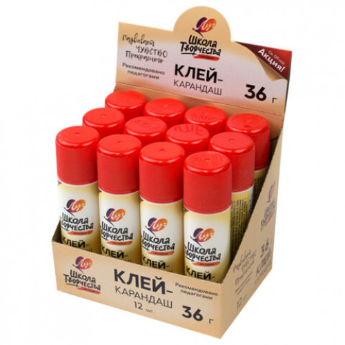 Клей-карандаш ЛУЧ Школа творчества, 36 г, PVP основа, 29С 1738-08