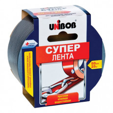 Клейкая лента АРМИРОВАННАЯ 50 мм х 25 м, ОСНОВА ПОЛИЭСТЕР, подвес, UNIBOB СУПЕР, 44265
