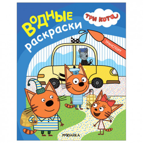 Раскраска водная Три кота, лицензия, 8 л., А4, 248х198 мм, АССОРТИ, МС