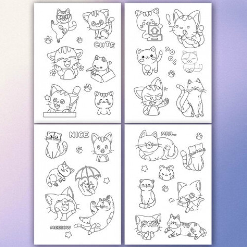 Стикербук РАСКРАСЬ И НАКЛЕЙ А5, 16 листов, 120 стикеров, на гребне, BRAUBERG, Котики, 666048