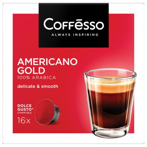 Кофе в капсулах COFFESSO Americano Gold для кофемашин Dolce Gusto, 16 порций, ш/к 08040, 102152