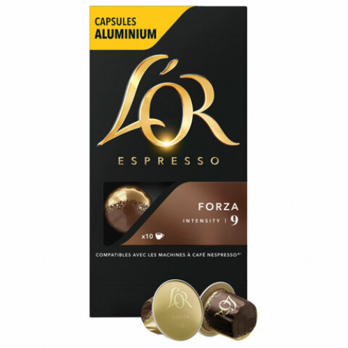 Кофе в алюминиевых капсулах L'OR Espresso Forza для кофемашин Nespresso, 10 порций, 4028605