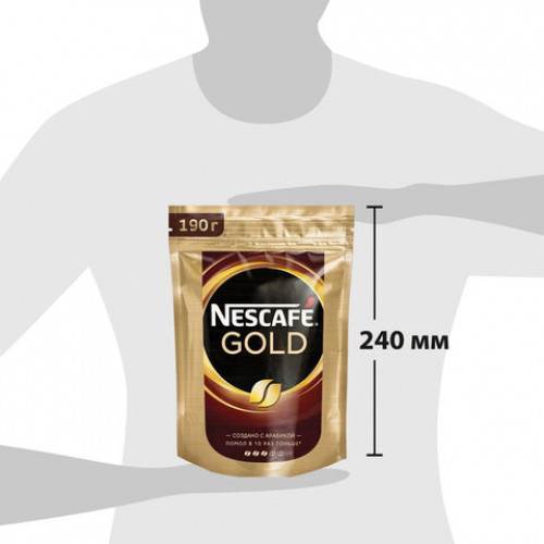 Кофе молотый в растворимом NESCAFE (Нескафе) Gold, сублимированный, 190 г, мягкая упаковка, 12403031