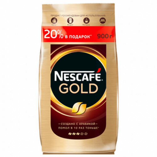 Кофе молотый в растворимом NESCAFE (Нескафе) Gold, сублимированный, 900 г, мягкая упаковка, 01968, 12348493