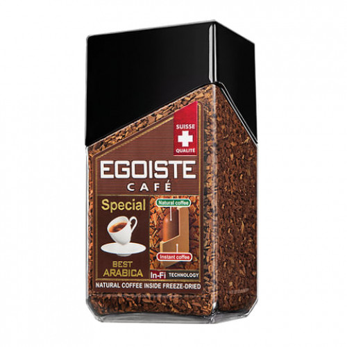 Кофе молотый в растворимом EGOISTE Special, натуральный, 100 г, 100% арабика, стеклянная банка, 8606