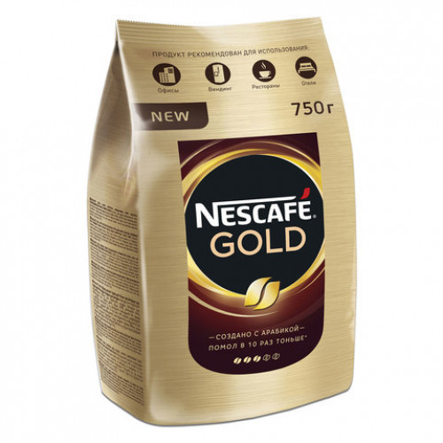 Кофе молотый в растворимом NESCAFE (Нескафе) Gold, сублимированный, 750 г, мягкая упаковка, 01951, 12348310