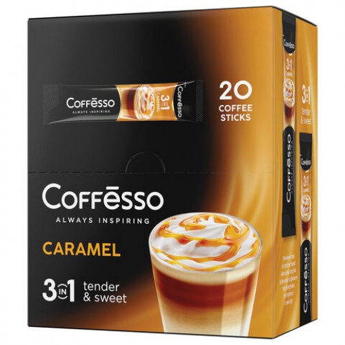 Кофе растворимый порционный COFFESSO 3 в 1 Caramel, пакетик 15 г, ш/к 07869, 102149