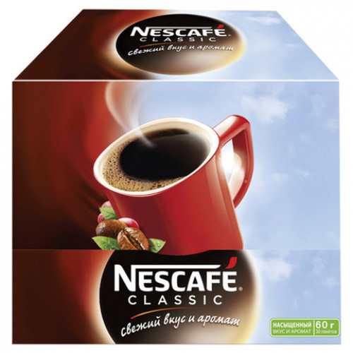 Кофе растворимый NESCAFE Classic, 30 пакетов по 2 г (упаковка 60 г), 12386392