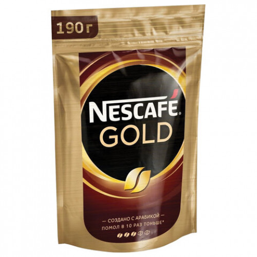 Кофе молотый в растворимом NESCAFE (Нескафе) Gold, сублимированный, 190 г, мягкая упаковка, 12403031