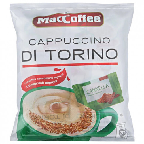 Кофе растворимый MacCoffee Cappuccino di Torino с корицей, КОМПЛЕКТ 20 пакетиков по 25 г, 102156