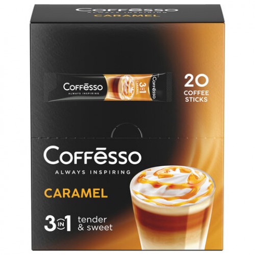 Кофе растворимый порционный COFFESSO 3 в 1 Caramel, пакетик 15 г, ш/к 07869, 102149