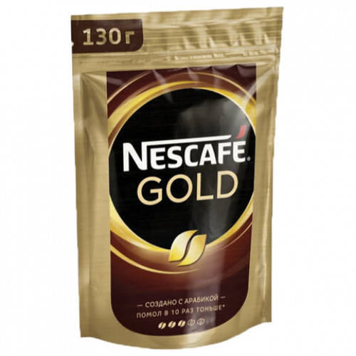 Кофе молотый в растворимом NESCAFE (Нескафе) Gold, сублимированный, 130 г, мягкая упаковка, 12402924