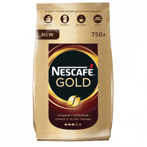 Кофе молотый в растворимом NESCAFE (Нескафе) Gold, сублимированный, 750 г, мягкая упаковка, 01951, 12348310