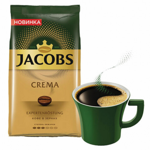 Кофе в зернах JACOBS Crema, 1000 г, вакуумная упаковка, 8051592