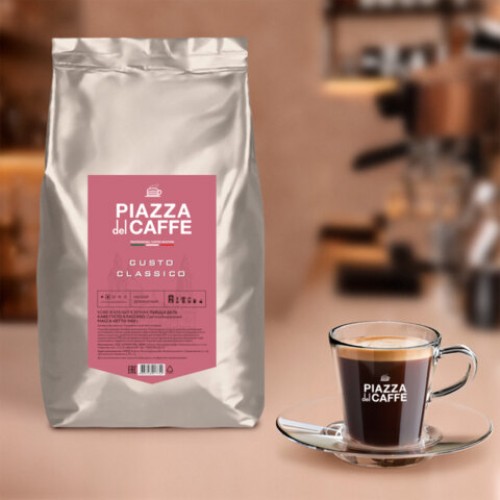 Кофе в зернах PIAZZA DEL CAFFE Gusto Classico, натуральный, 1000 г, вакуумная упаковка, 1774-06