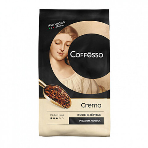 Кофе в зернах COFFESSO Crema, 1000 г, вакуумная упаковка, 101214