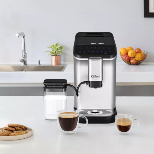 Кофемашина KITFORT КТ-7166, 1350 Вт, объем 1,5 л, для зерен 200 г, автокапучинатор, с