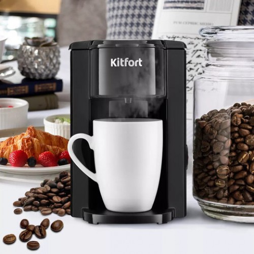 Кофеварка капельная KITFORT КТ-763, 350Вт, объем 0,15 л, черная