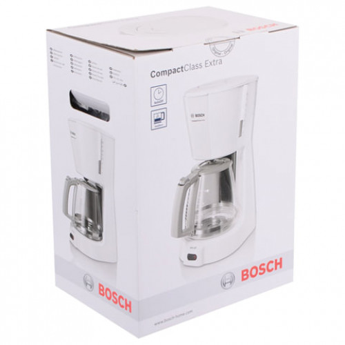 Кофеварка капельная BOSCH TKA3A031, 1100 Вт, объем 1,25 л, подогрев, белая