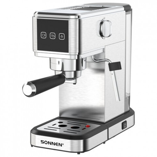 Кофеварка рожковая с сенсорным управлением SONNEN CM-2033, ручной капучинатор, 1 л, 1350 Вт, 19 бар, 457883