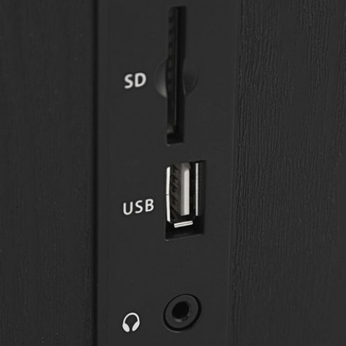 Колонки компьютерные SVEN SPS-615, 2.0, 2х10 Вт, USB, SD, Bluetooth, дерево, черные, SV-013707