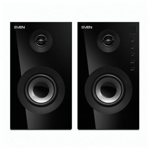 Колонки компьютерные SVEN SPS-615, 2.0, 2х10 Вт, USB, SD, Bluetooth, дерево, черные, SV-013707