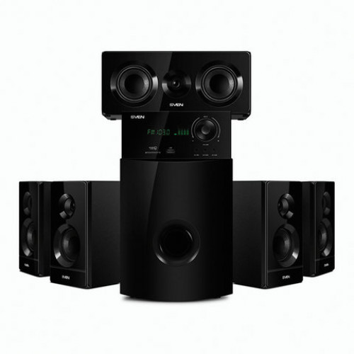 Колонки компьютерные SVEN HT-210, 5.1, 125 Вт, Bluetooth, Optical, Coaxial, FM, дерево, черные, SV-014124