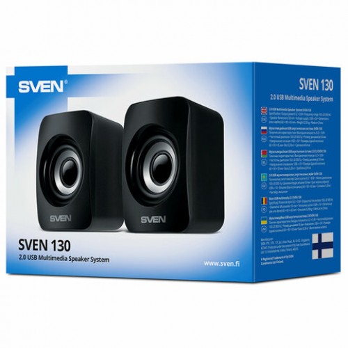 Колонки компьютерные SVEN 130, 2.0, 6 Вт, питание USB, черный, SV-020224