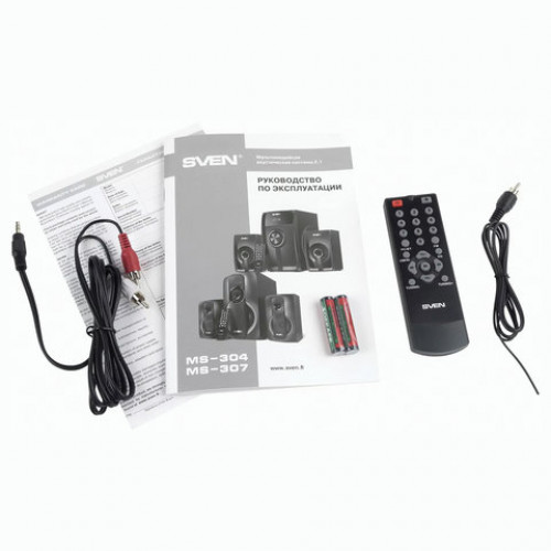 Колонки компьютерные SVEN AC MS-304, 2.1, 40 Вт, FM, USB, SD, MP3-плеер, Bluetooth, дерево, черные, SV-015602