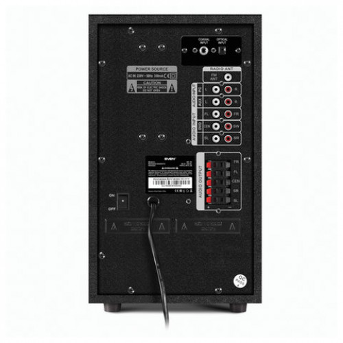 Колонки компьютерные SVEN HT-210, 5.1, 125 Вт, Bluetooth, Optical, Coaxial, FM, дерево, черные, SV-014124