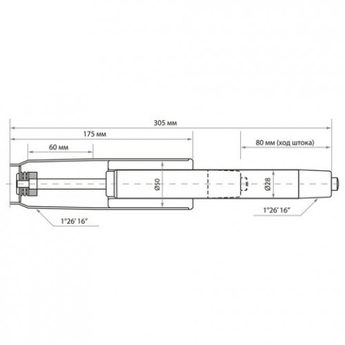 Газ-лифт BRABIX A-80 суперкороткий, черный, длина в открытом виде 305 мм, d50 мм, класс 2, 532000