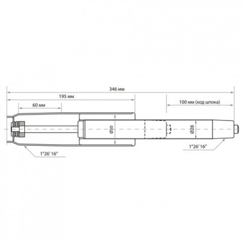 Газ-лифт BRABIX A-100 короткий, черный, длина в открытом виде 346 мм, d50 мм, класс 2, 532001