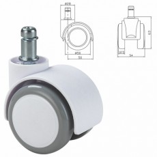 Колеса (ролики) BRABIX для кресла, прорезиненные, SLIM, КОМПЛЕКТ 5шт, шток d11мм, белые, 533086