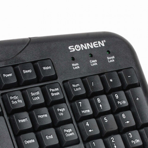 Набор проводной SONNEN KB-S110, USB, клавиатура 116 клавиш, мышь 3 кнопки, 1000 dpi, черный/серебристый, 511284