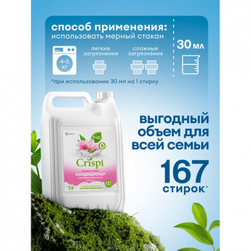 Кондиционер-ополаскиватель для белья концентрат гипоаллергенный 5л CRISPI by GRASS Жасмин, 125955