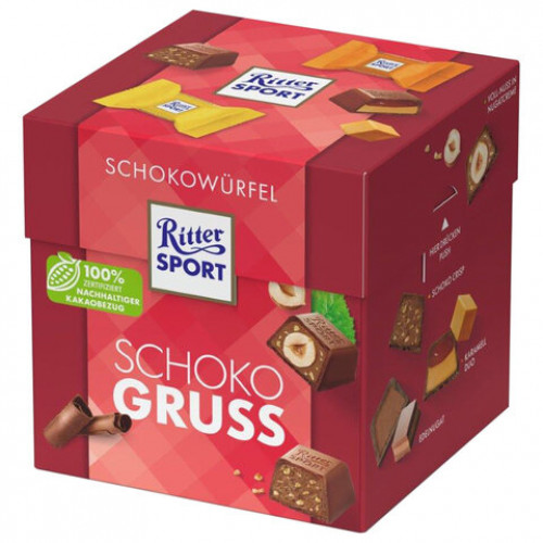 Шоколадные конфеты RITTER SPORT SCHOKO GRUSS, набор 4 вкуса, 22 конфеты, 176 г