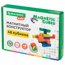 Магнитный конструктор MAGNETIC CUBES КУБИЧЕСКИЙ, 48 магнитных кубиков, BRAUBERG KIDS, 665723