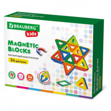 Магнитный конструктор BIG MAGNETIC BLOCKS-34, 34 детали, с колесной базой, BRAUBERG KIDS, 663845 Магнитный конструктор BIG MAGNETIC BLOCKS-34, 34 детали, с колесной базой, BRAUBERG KIDS, 663845
