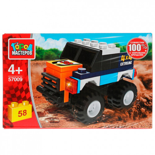 Конструктор пластиковый СПОРТКАР, 40 - 61 деталь, ассорти, ГОРОД МАСТЕРОВ