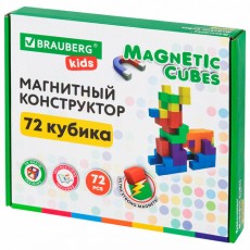 Магнитный конструктор MAGNETIC CUBES КУБИЧЕСКИЙ, 72 магнитных кубика, BRAUBERG KIDS, 665724